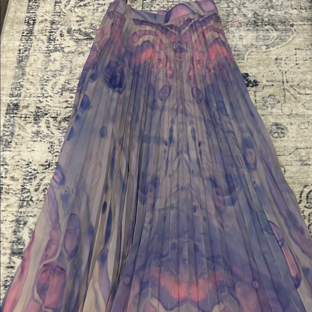Chic Multicolor Pleated Maxi Skirt